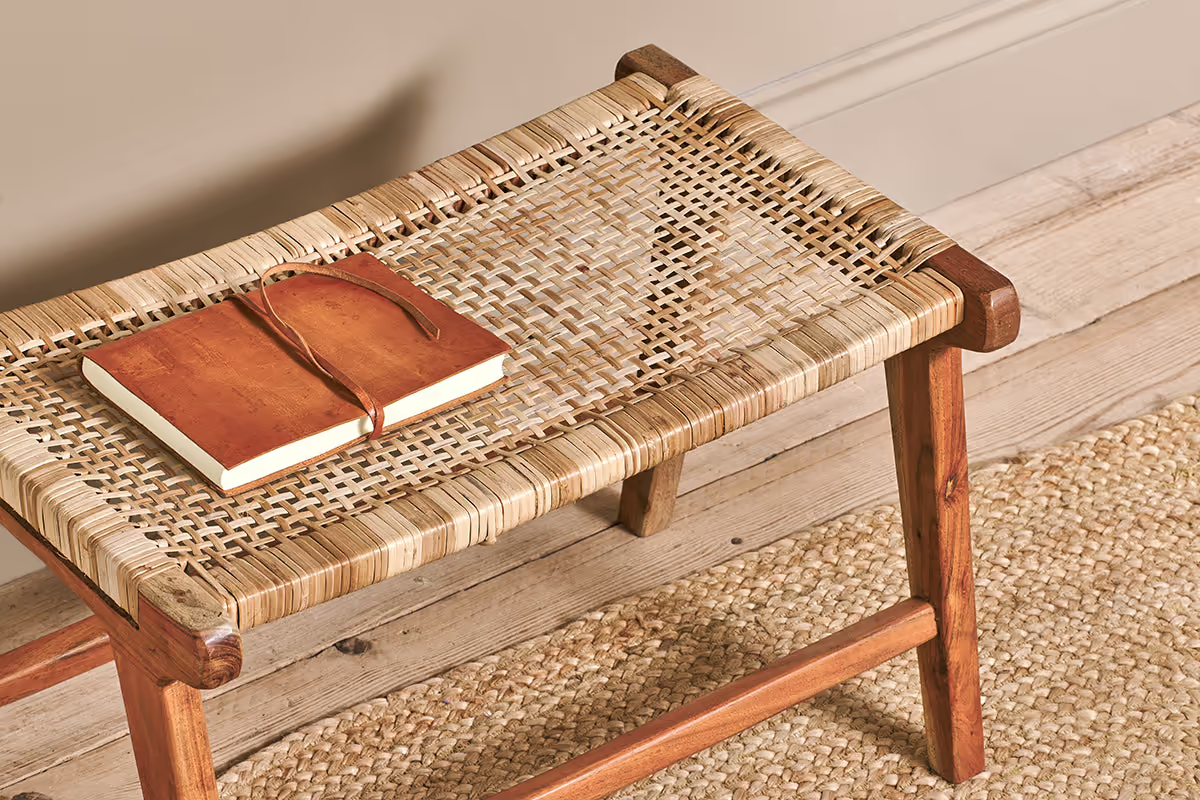 Nkuku - Madrisana Acacia & Rattan Footstool
