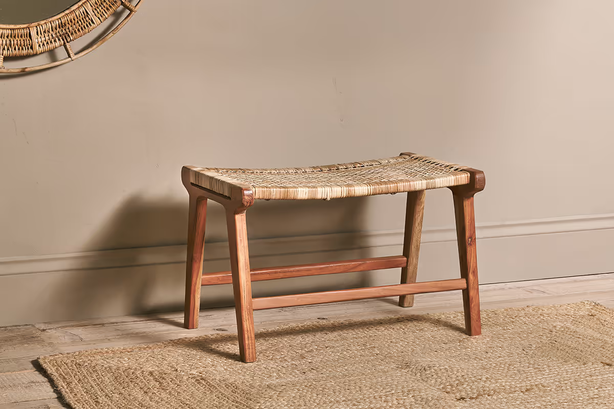 Nkuku - Madrisana Acacia & Rattan Footstool