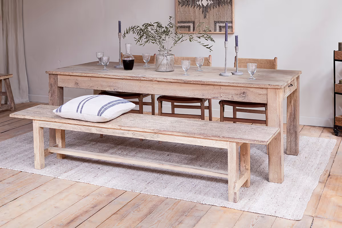 Nkuku - Fioni Reclaimed Wood Dining Table - Natural - Large