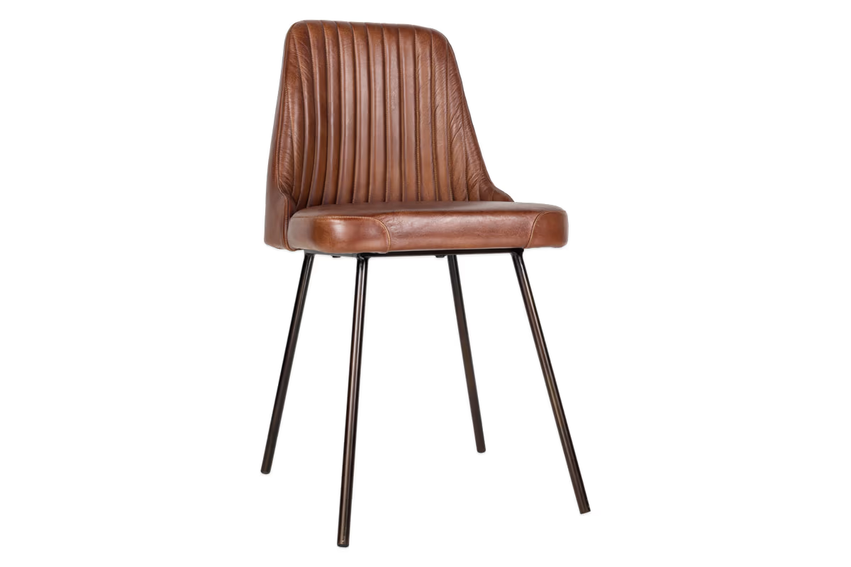 Nkuku - Harsha Leather Dining Chair - Chocolate Brown