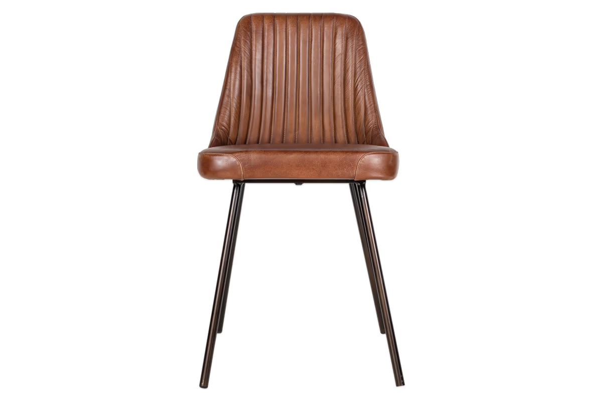 Nkuku - Harsha Leather Dining Chair - Chocolate Brown