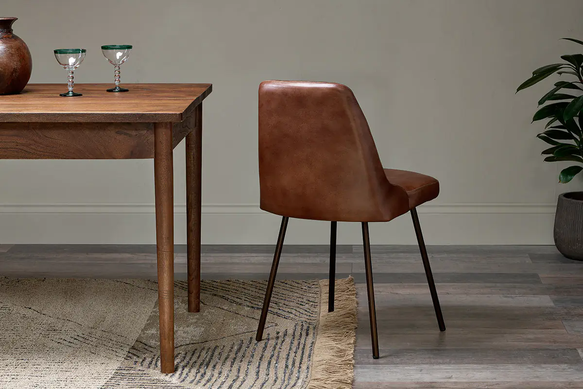 Nkuku - Harsha Leather Dining Chair - Chocolate Brown
