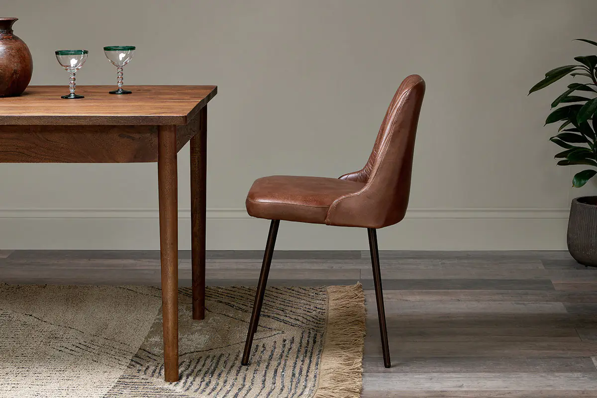Nkuku - Harsha Leather Dining Chair - Chocolate Brown