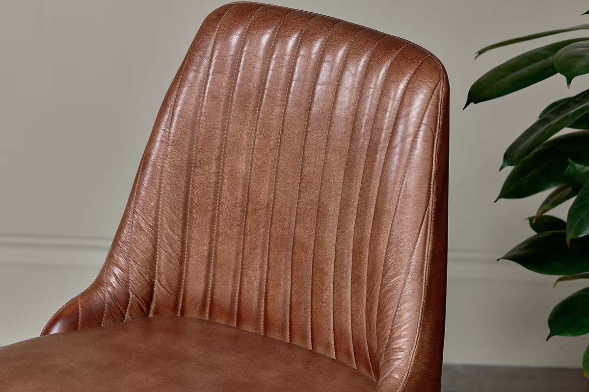 Nkuku - Harsha Leather Dining Chair - Chocolate Brown