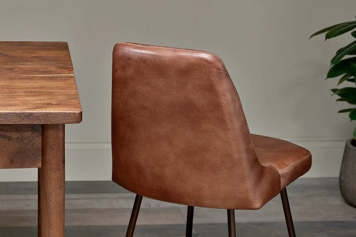 Nkuku - Harsha Leather Dining Chair - Chocolate Brown