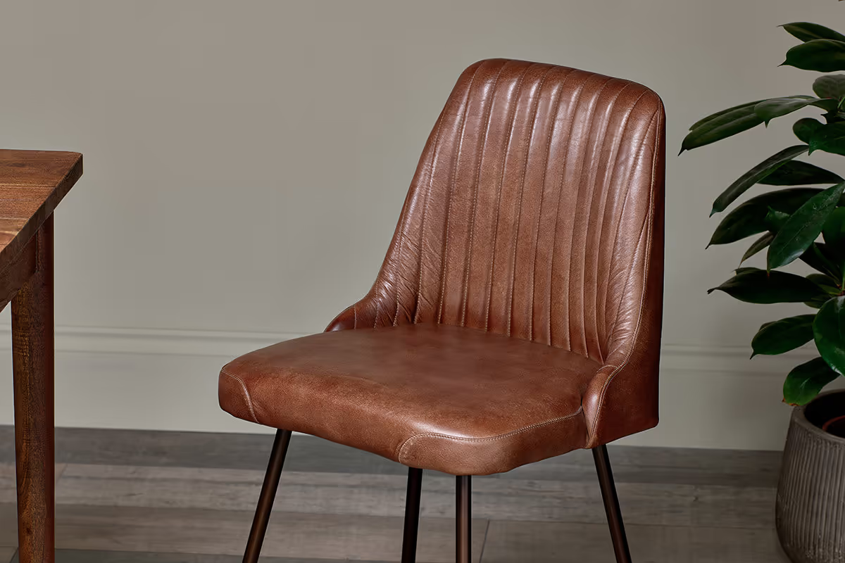 Nkuku - Harsha Leather Dining Chair - Chocolate Brown