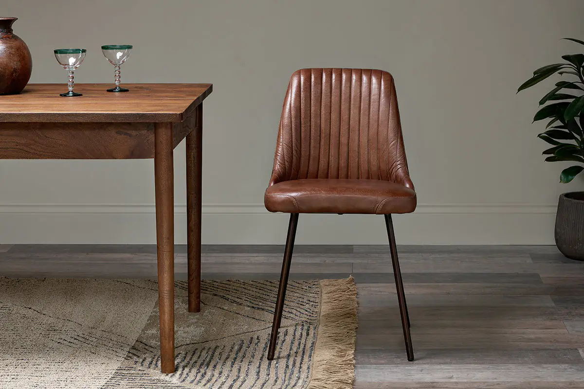 Nkuku - Harsha Leather Dining Chair - Chocolate Brown