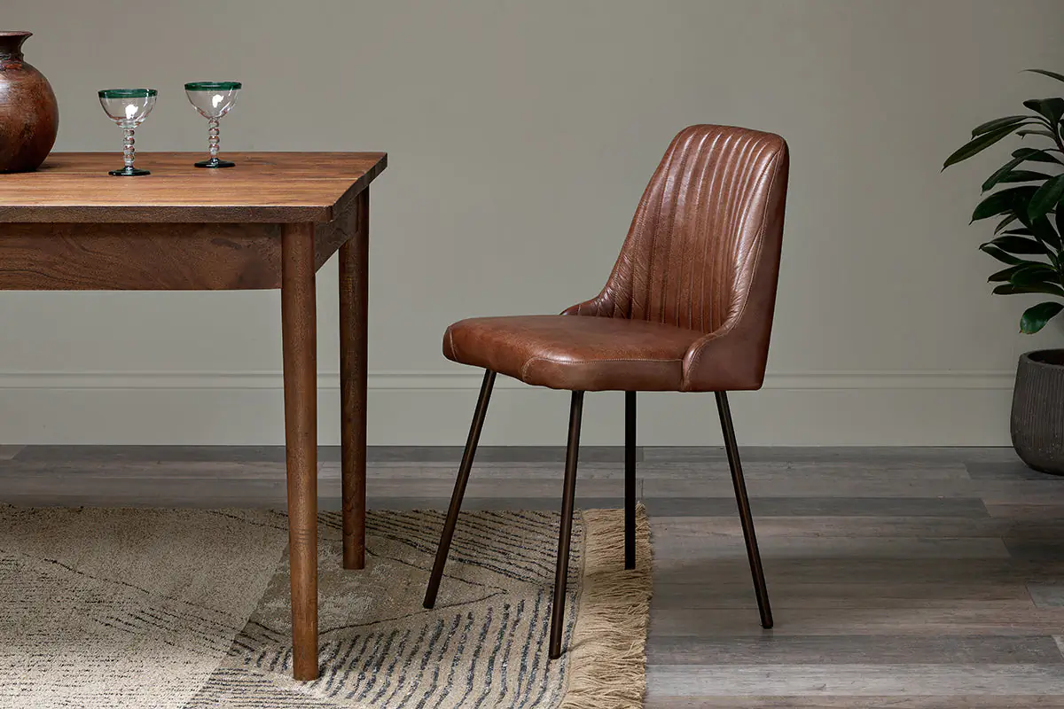 Nkuku - Harsha Leather Dining Chair - Chocolate Brown