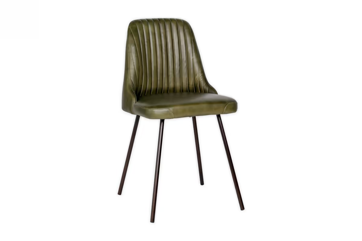 Nkuku - Harsha Leather Dining Chair - Rich Green