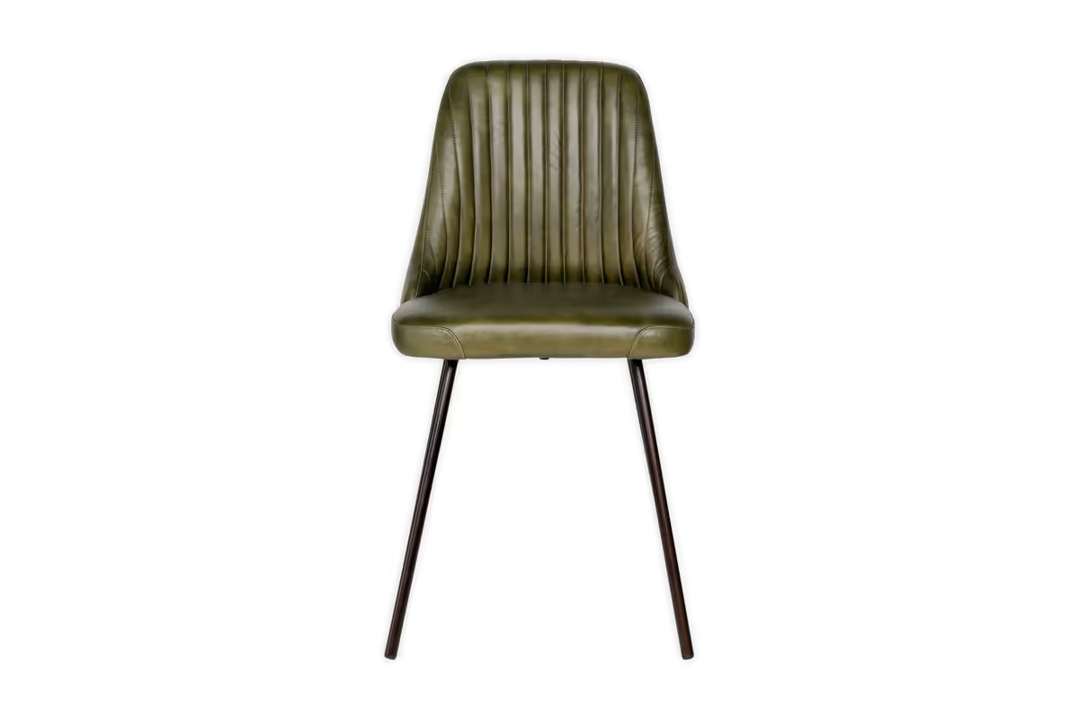Nkuku - Harsha Leather Dining Chair - Rich Green