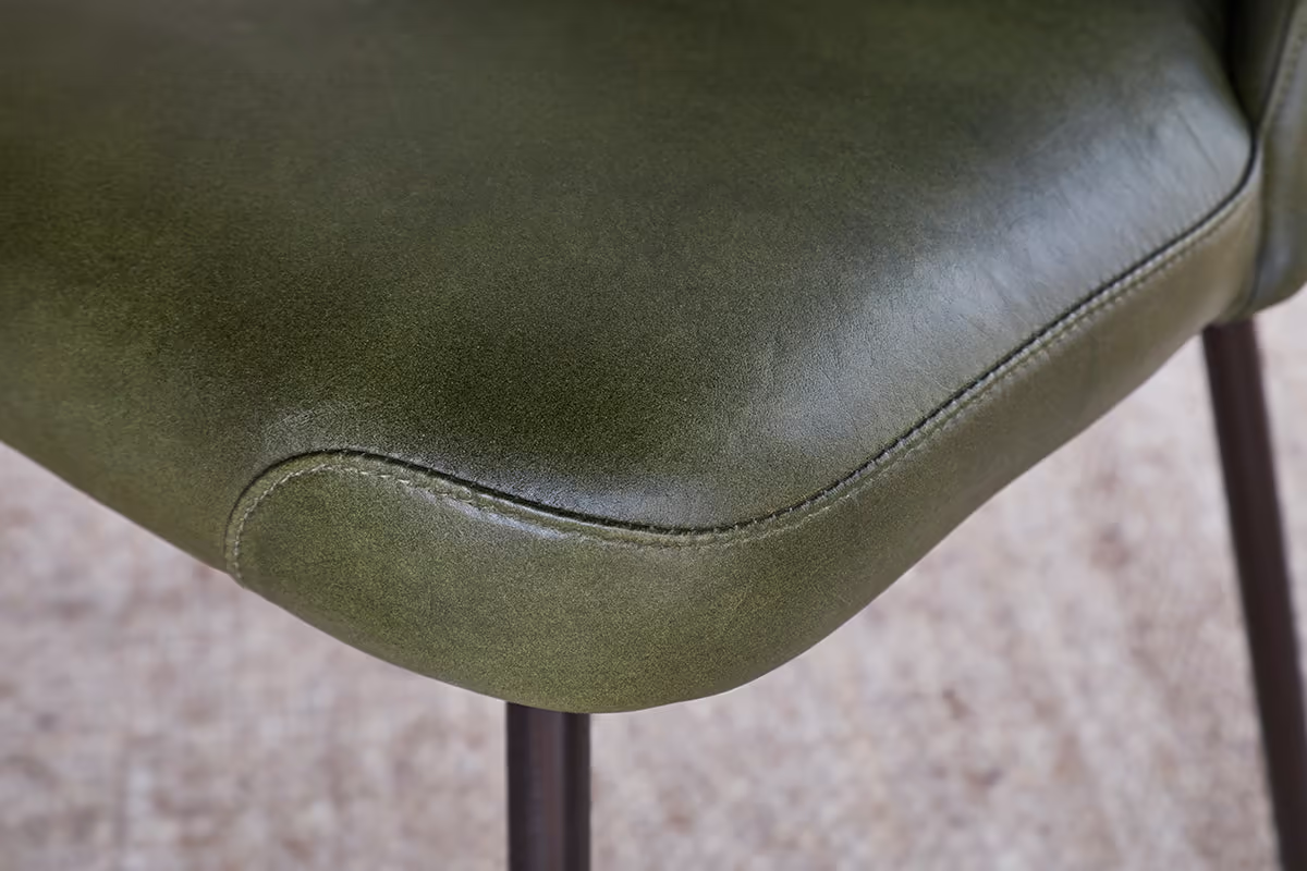 Nkuku - Harsha Leather Dining Chair - Rich Green