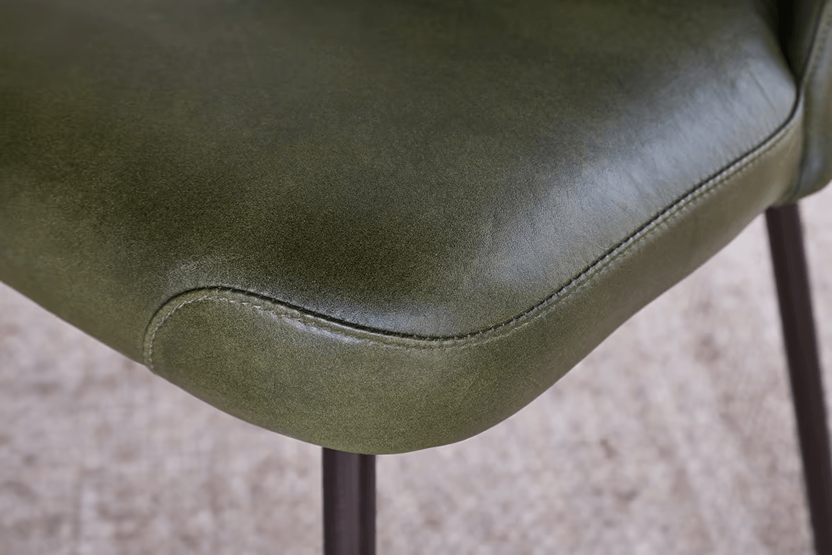 Nkuku - Harsha Leather Dining Chair - Rich Green