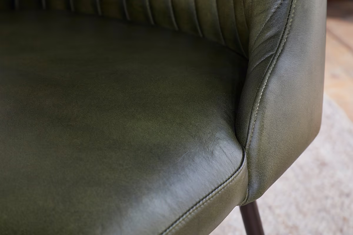 Nkuku - Harsha Leather Dining Chair - Rich Green