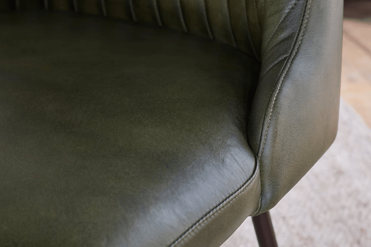 Nkuku - Harsha Leather Dining Chair - Rich Green
