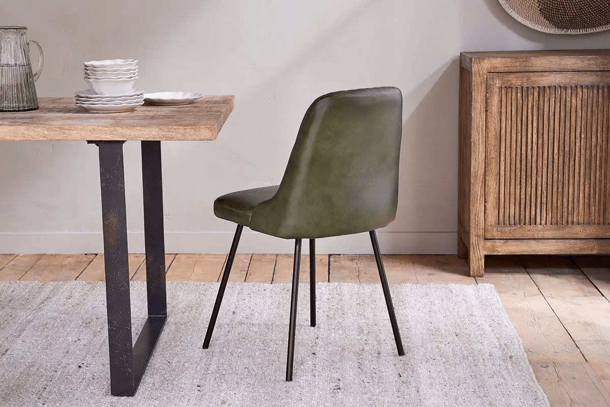 Nkuku - Harsha Leather Dining Chair - Rich Green