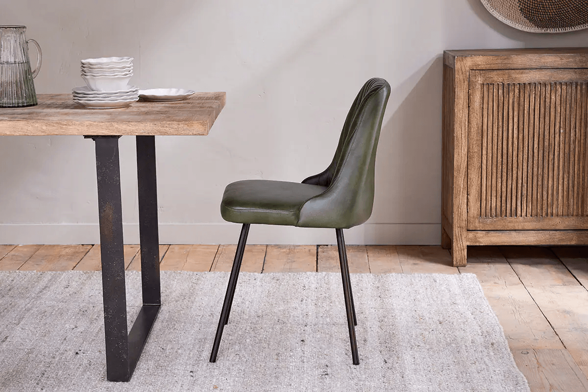 Nkuku - Harsha Leather Dining Chair - Rich Green