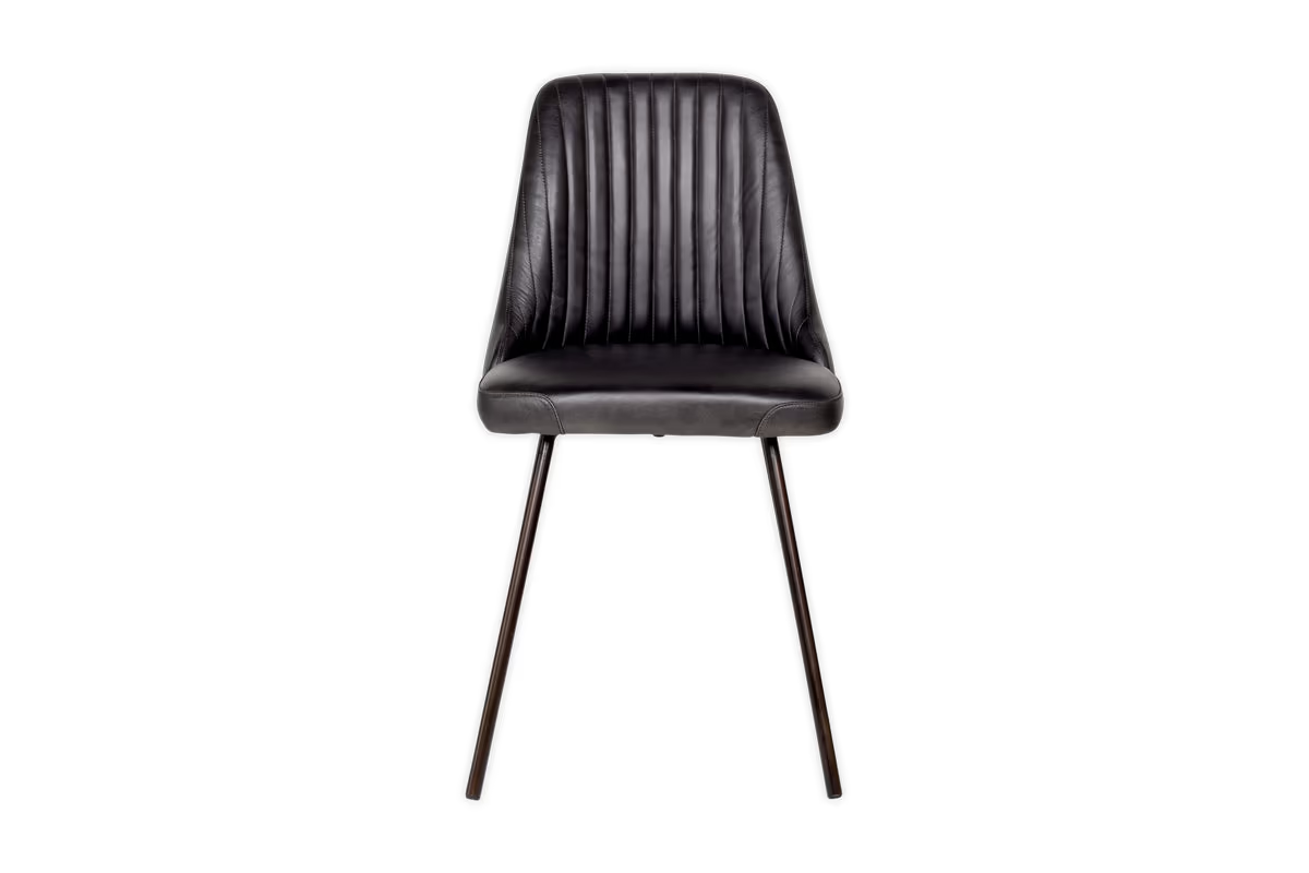 Nkuku - Harsha Leather Dining Chair - Aged Black