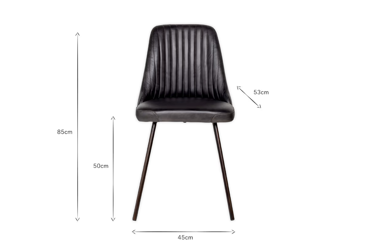 Nkuku - Harsha Leather Dining Chair - Aged Black