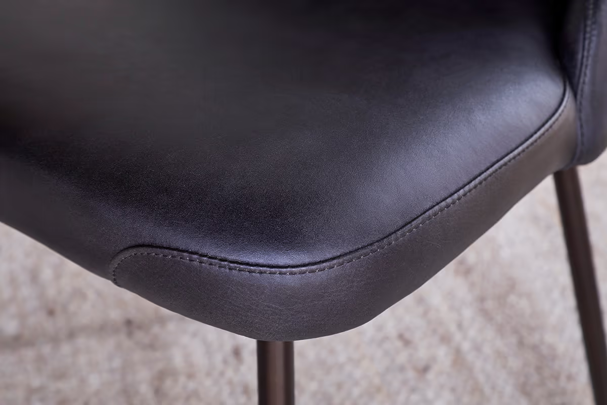Nkuku - Harsha Leather Dining Chair - Aged Black