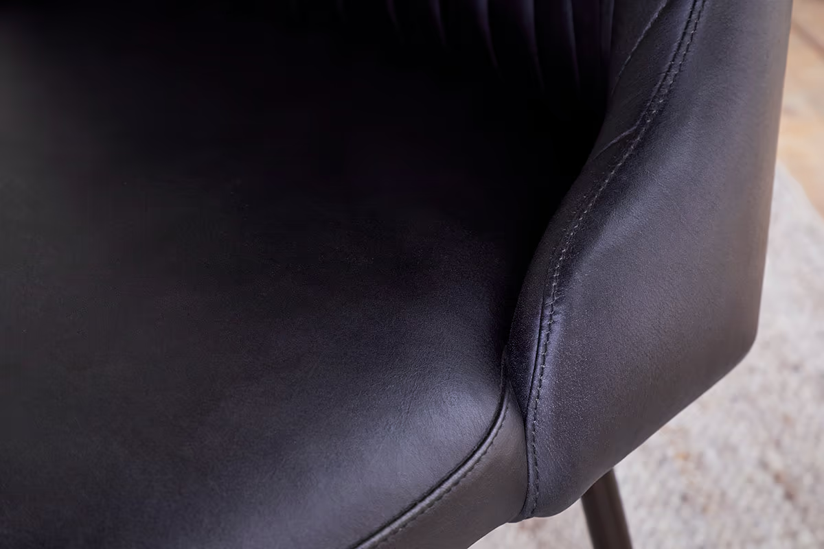 Nkuku - Harsha Leather Dining Chair - Aged Black
