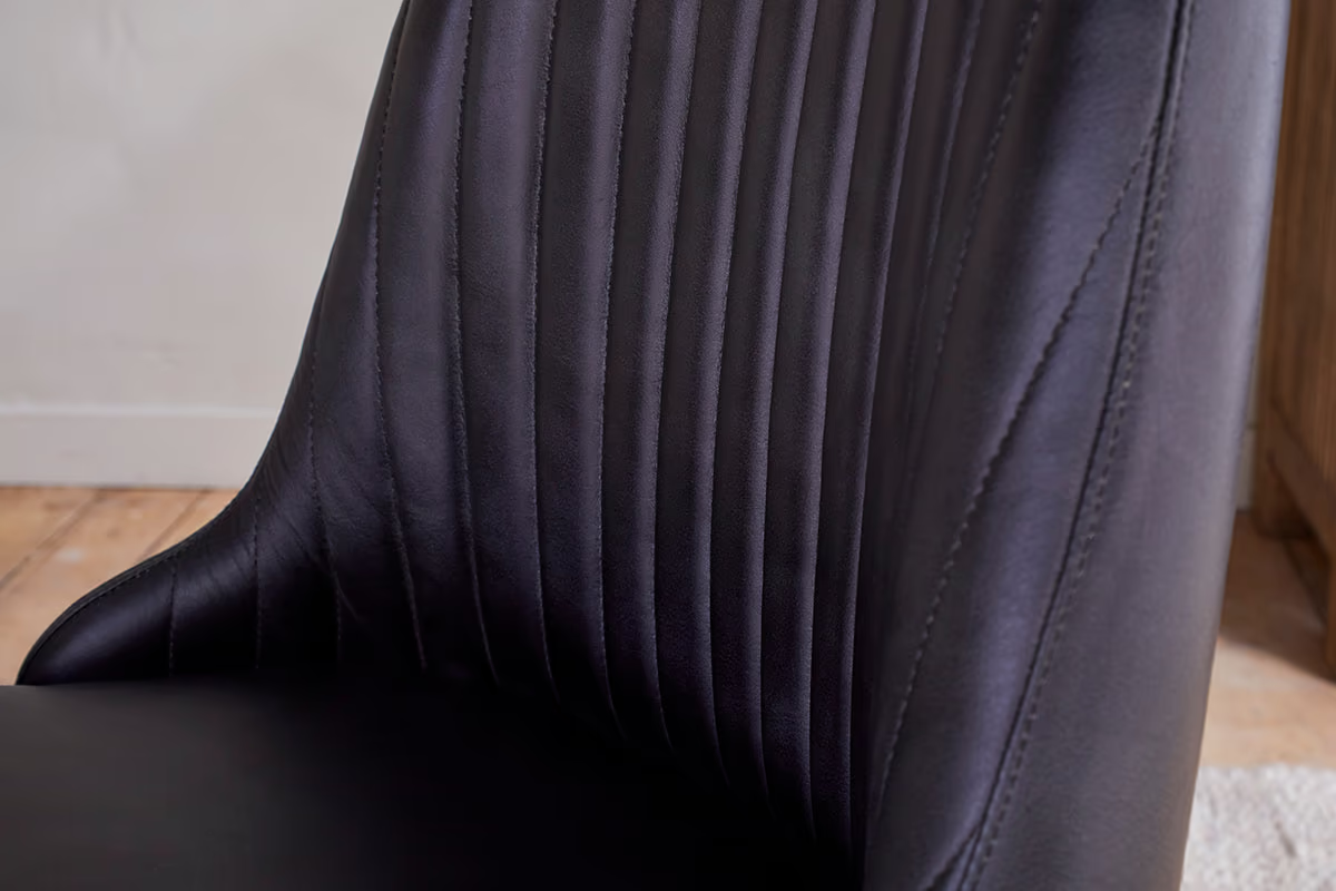 Nkuku - Harsha Leather Dining Chair - Aged Black