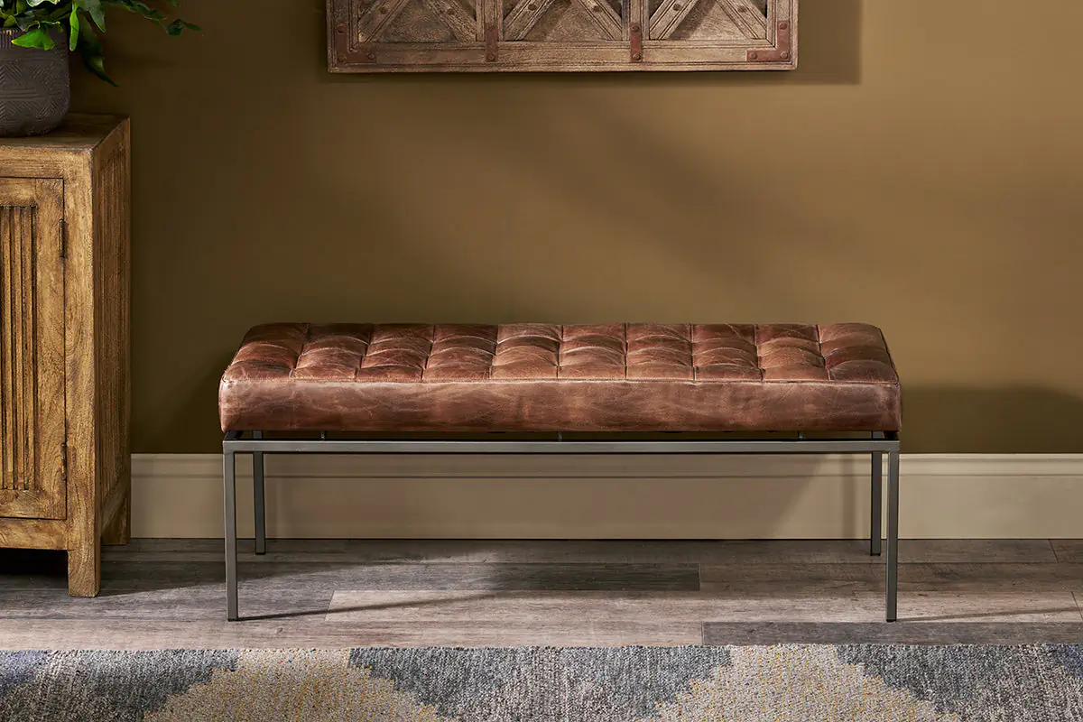 Nkuku - Nasan Leather Upholstered Bench