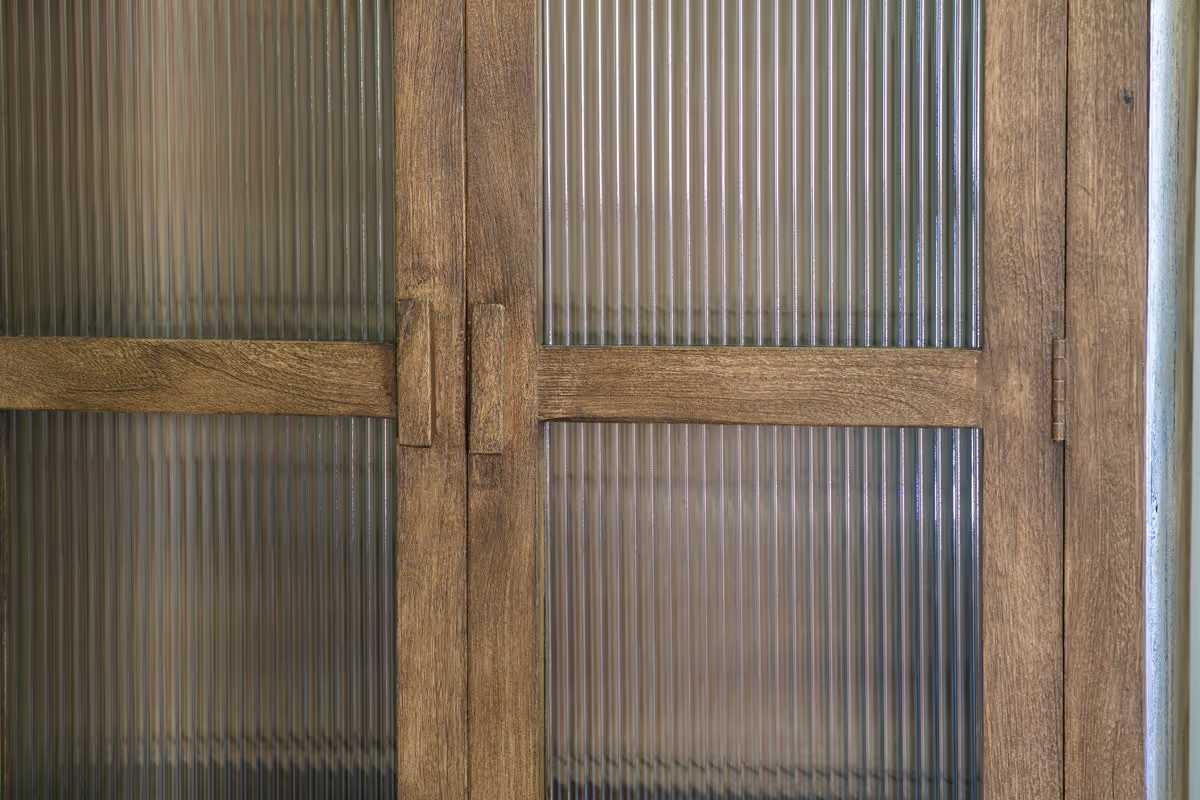 Nkuku - Mendani Mango Wood & Fluted Glass Cabinet - Walnut Stain