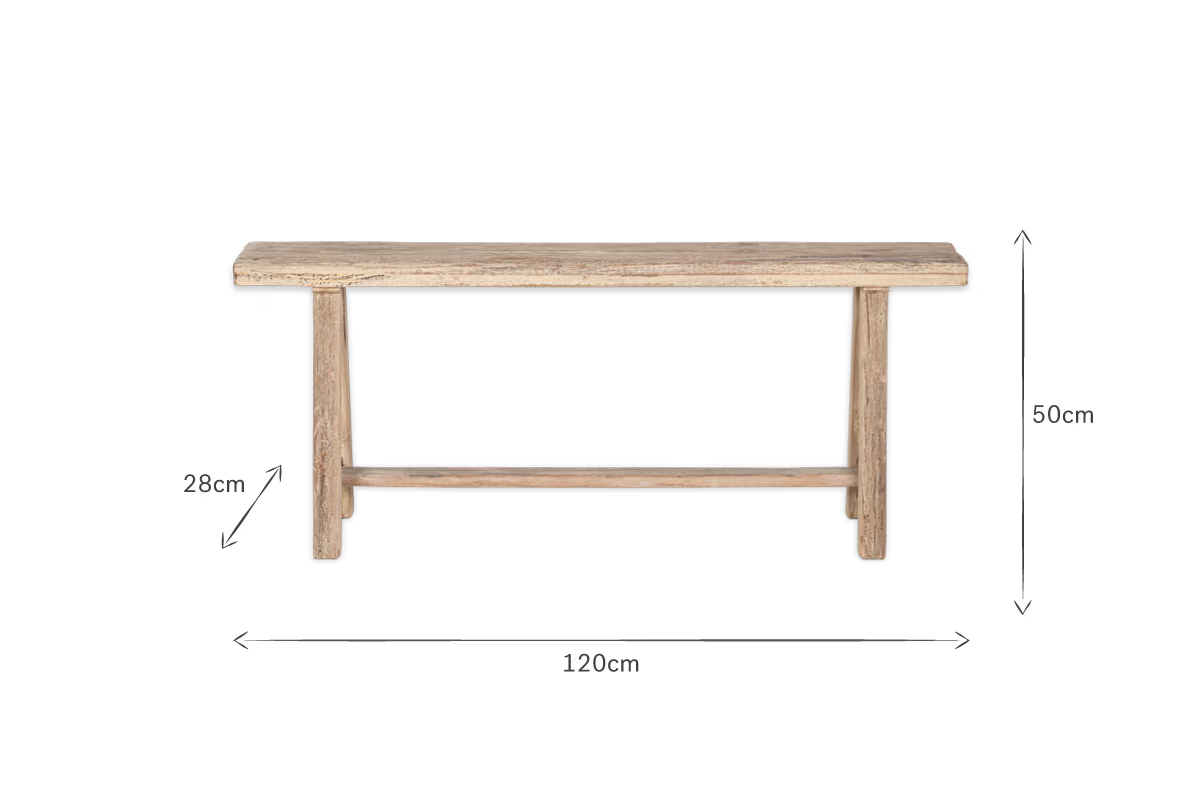 Nkuku - Ibo Reclaimed Wood Long Bench - Natural