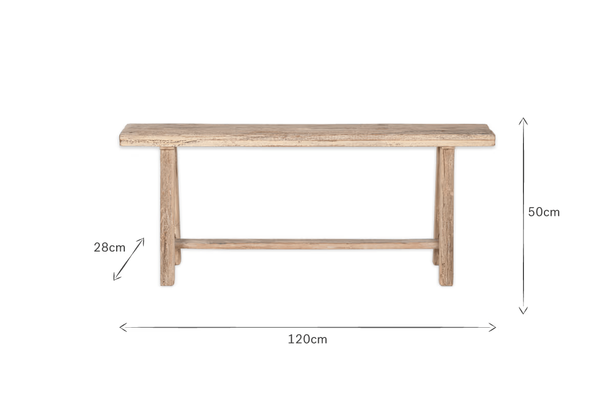 Nkuku - Ibo Reclaimed Wood Long Bench - Natural