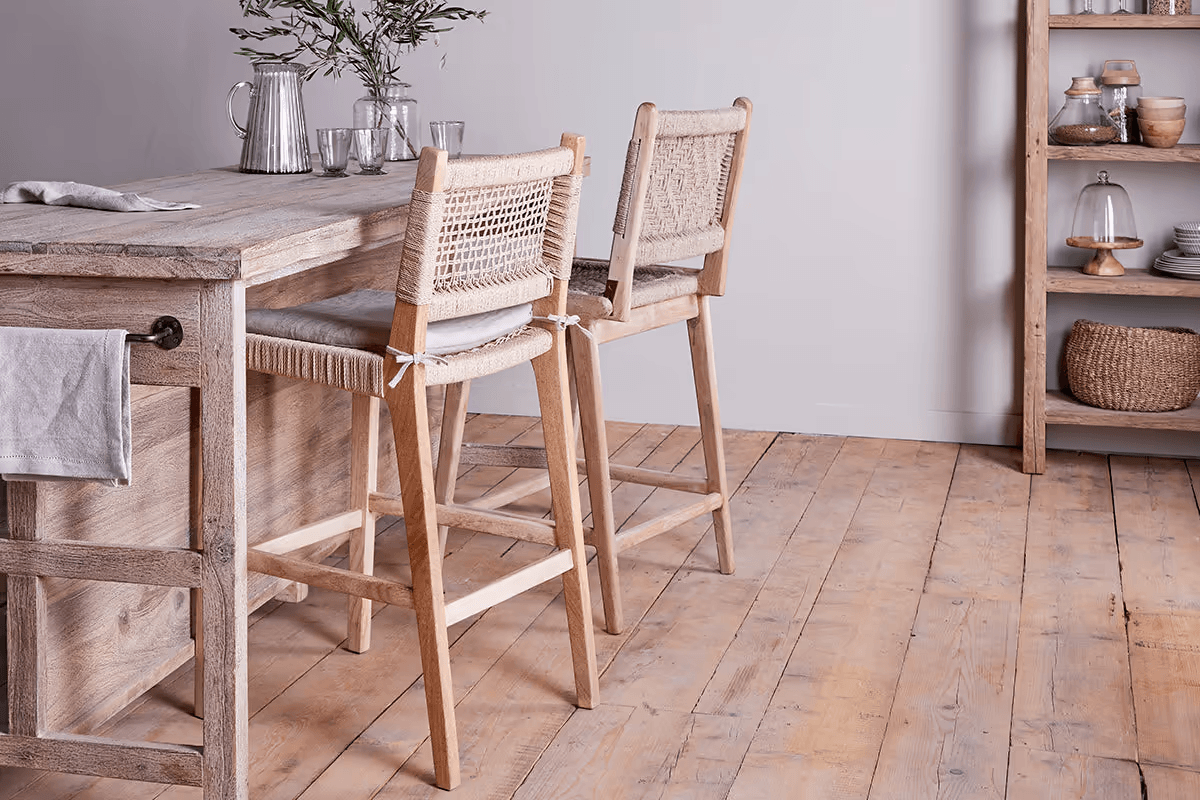 Nkuku - Vinay Woven Counter Chair - Natural