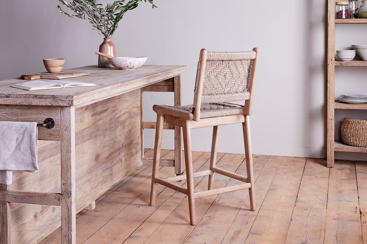 Nkuku - Vinay Woven Counter Chair - Natural