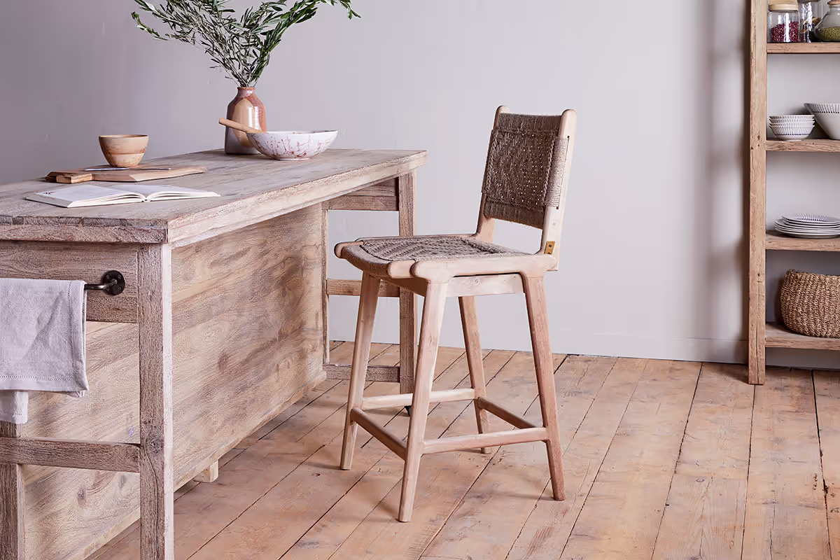 Nkuku - Vinay Woven Counter Chair - Natural