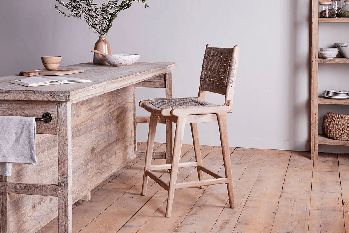 Nkuku - Vinay Woven Counter Chair - Natural