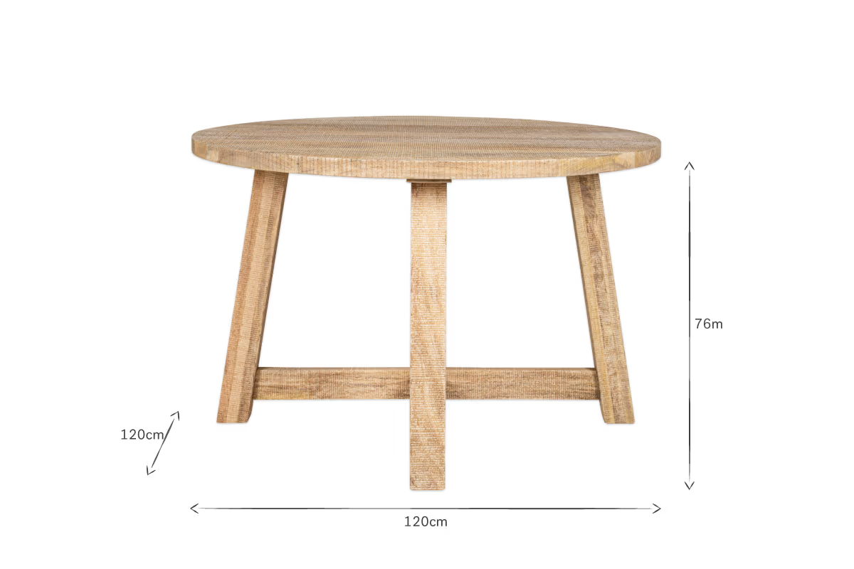 Nkuku - Indali Mango Wood Round Dining Table - Natural - Small