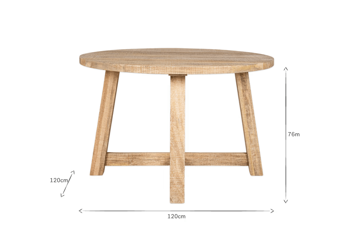 Nkuku - Indali Mango Wood Round Dining Table - Natural - Small