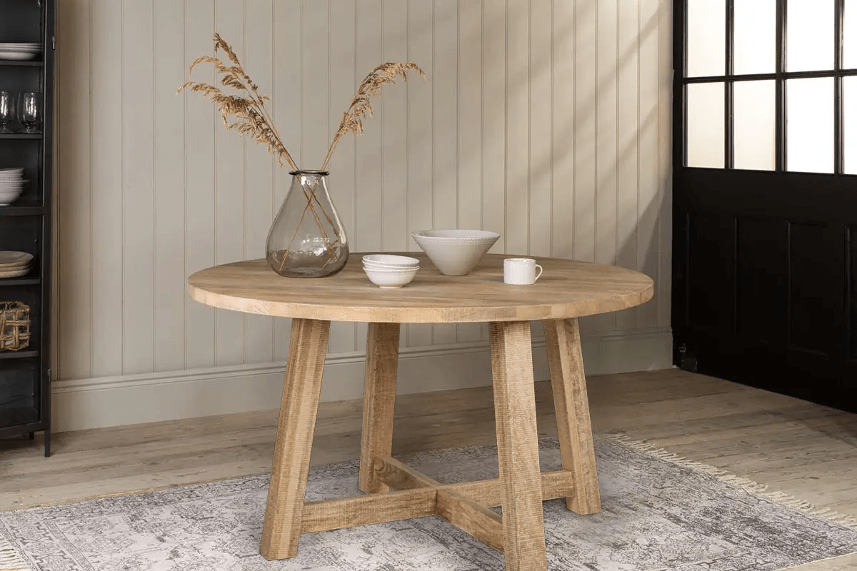 Nkuku - Indali Mango Wood Round Dining Table - Natural - Small