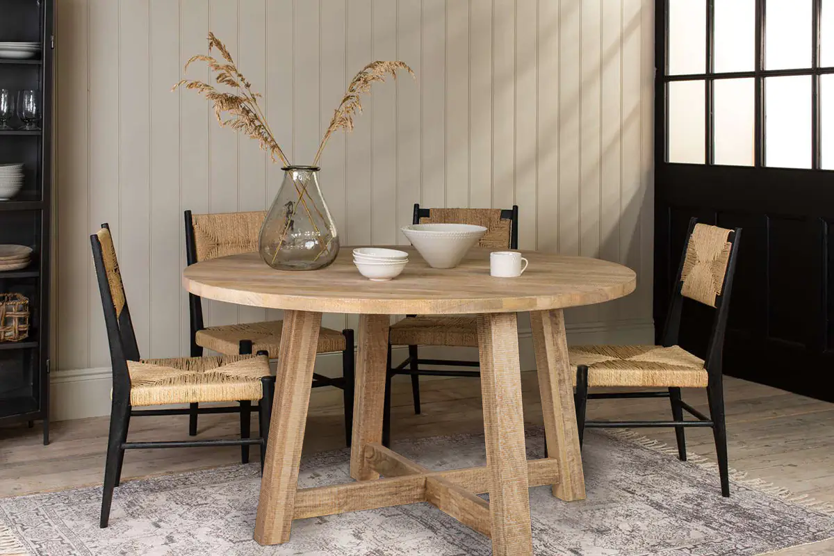 Nkuku - Indali Mango Wood Round Dining Table - Natural - Small