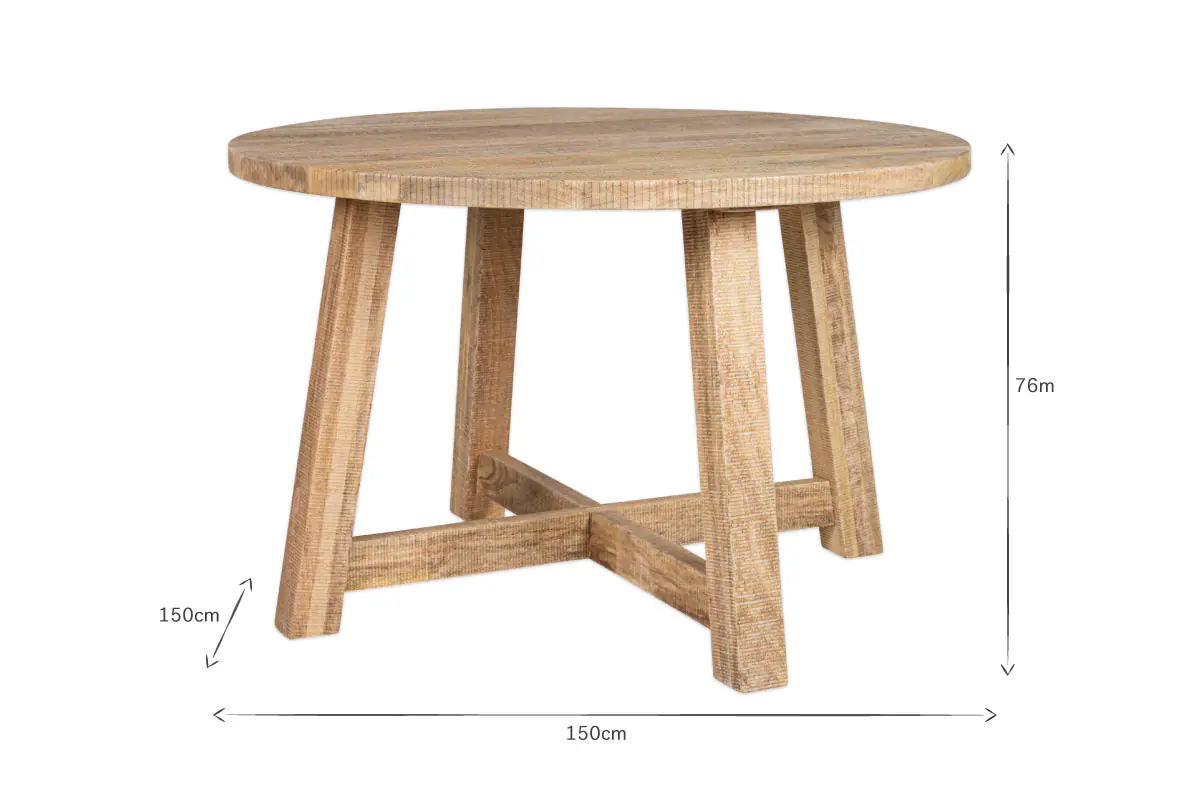 Nkuku - Indali Mango Wood Round Dining Table - Natural - Large