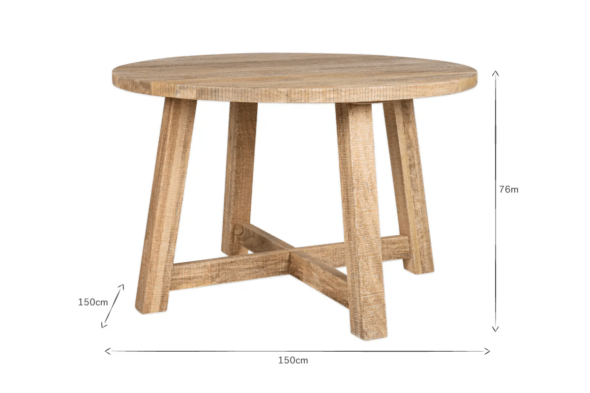 Nkuku - Indali Mango Wood Round Dining Table - Natural - Large