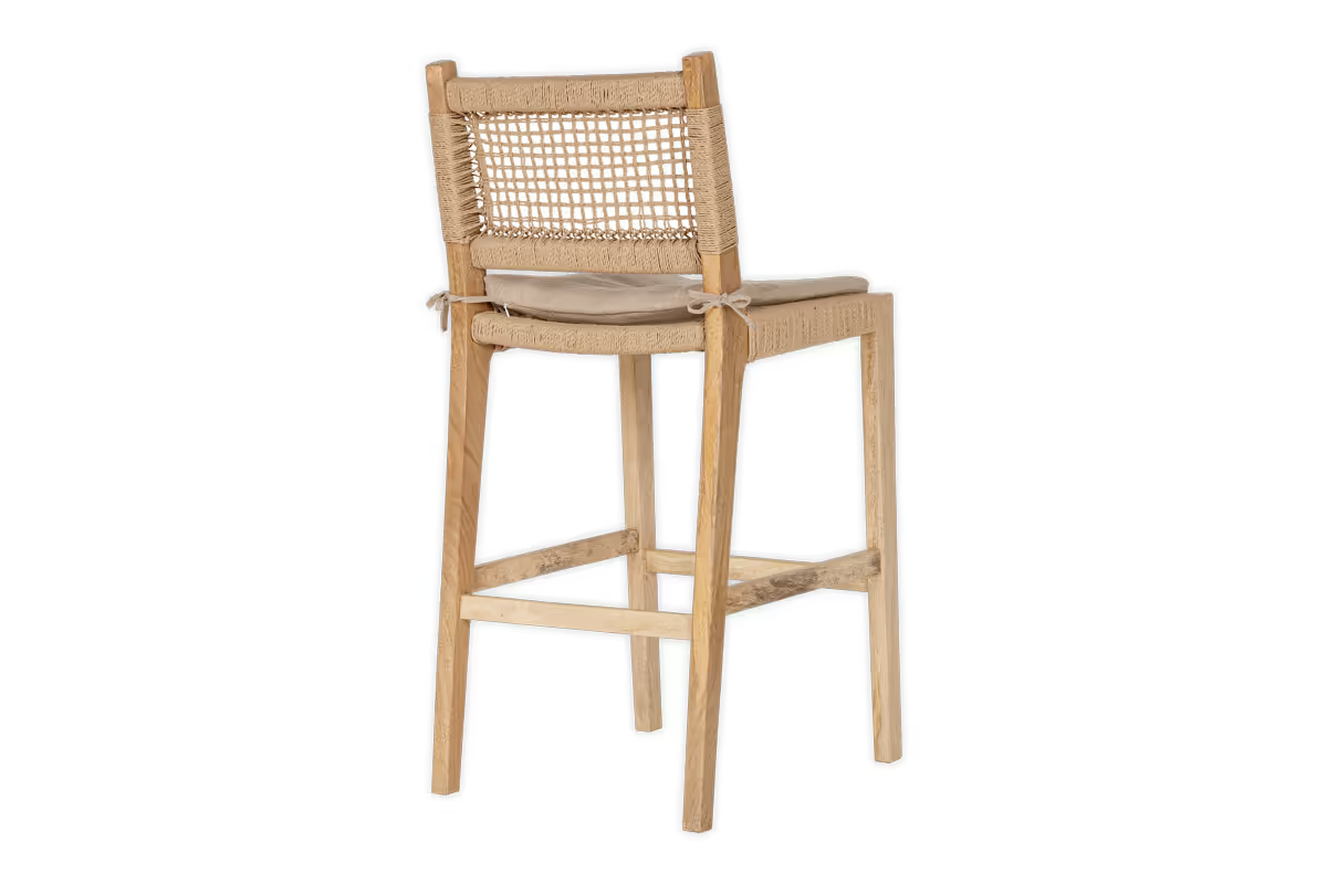 Nkuku - Aamani Mango Wood & Cord Counter Chair - Natural