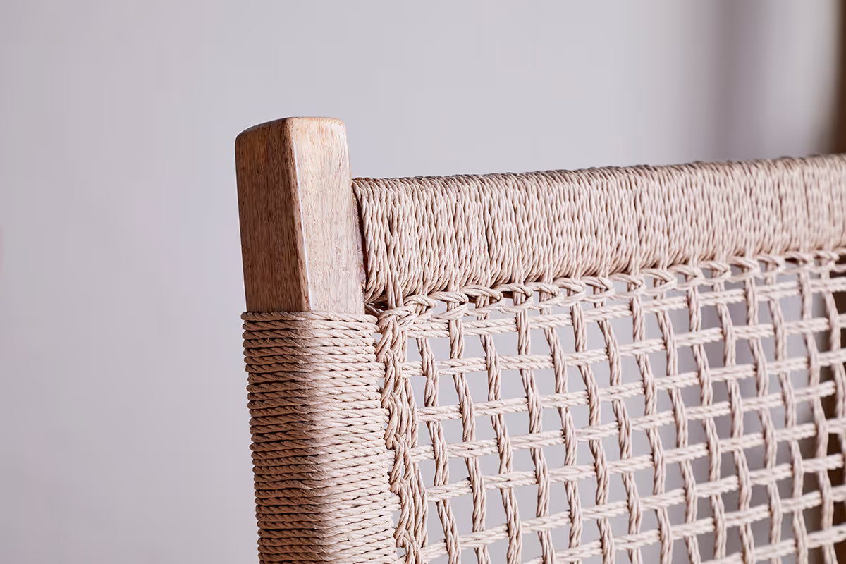 Nkuku - Aamani Mango Wood & Cord Counter Chair - Natural