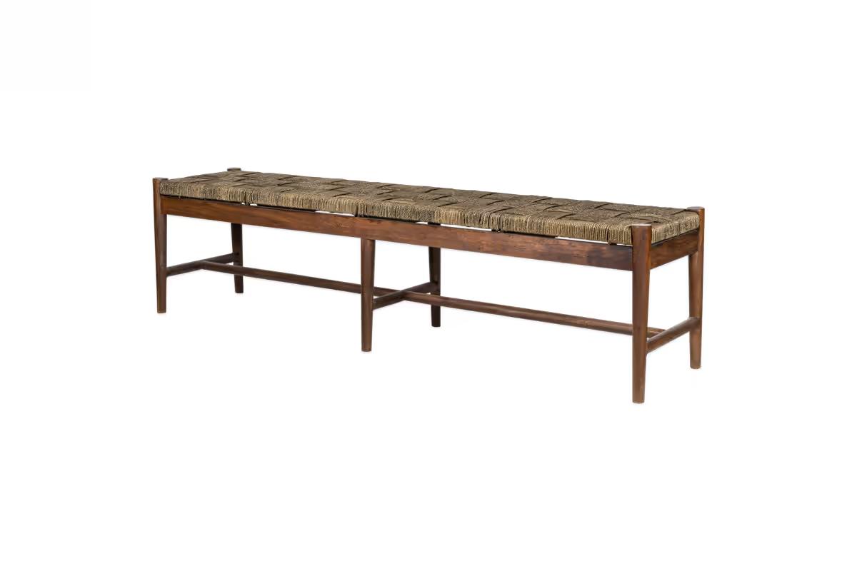 Nkuku - Raunak Acacia Woven Bench - Washed Walnut - Large