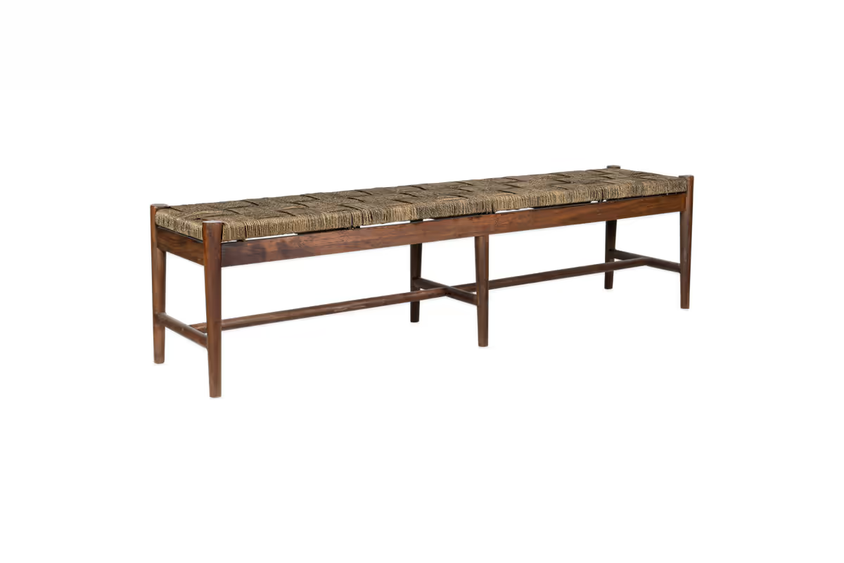 Nkuku - Raunak Acacia Woven Bench - Washed Walnut - Large