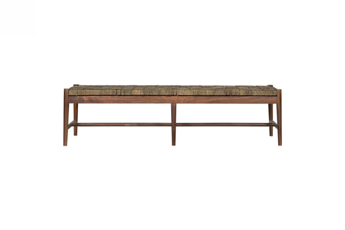 Nkuku - Raunak Acacia Woven Bench - Washed Walnut - Small