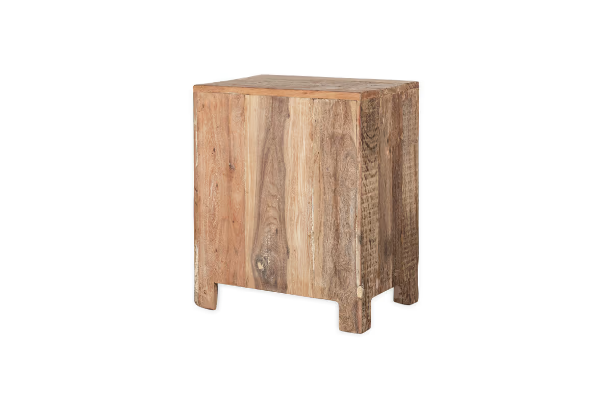 Nkuku - Ibo Reclaimed Wooden Slatted Cabinet – Natural - Small