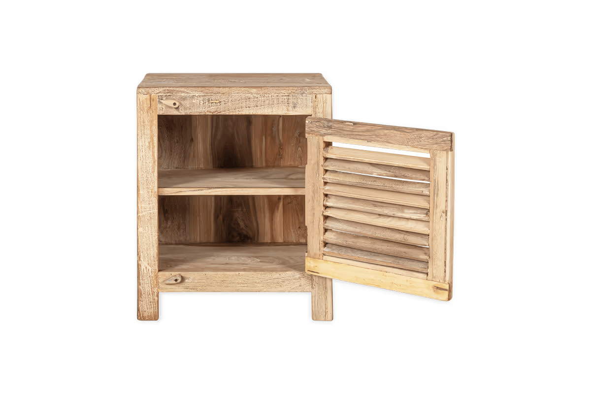 Nkuku - Ibo Reclaimed Wooden Slatted Cabinet – Natural - Small