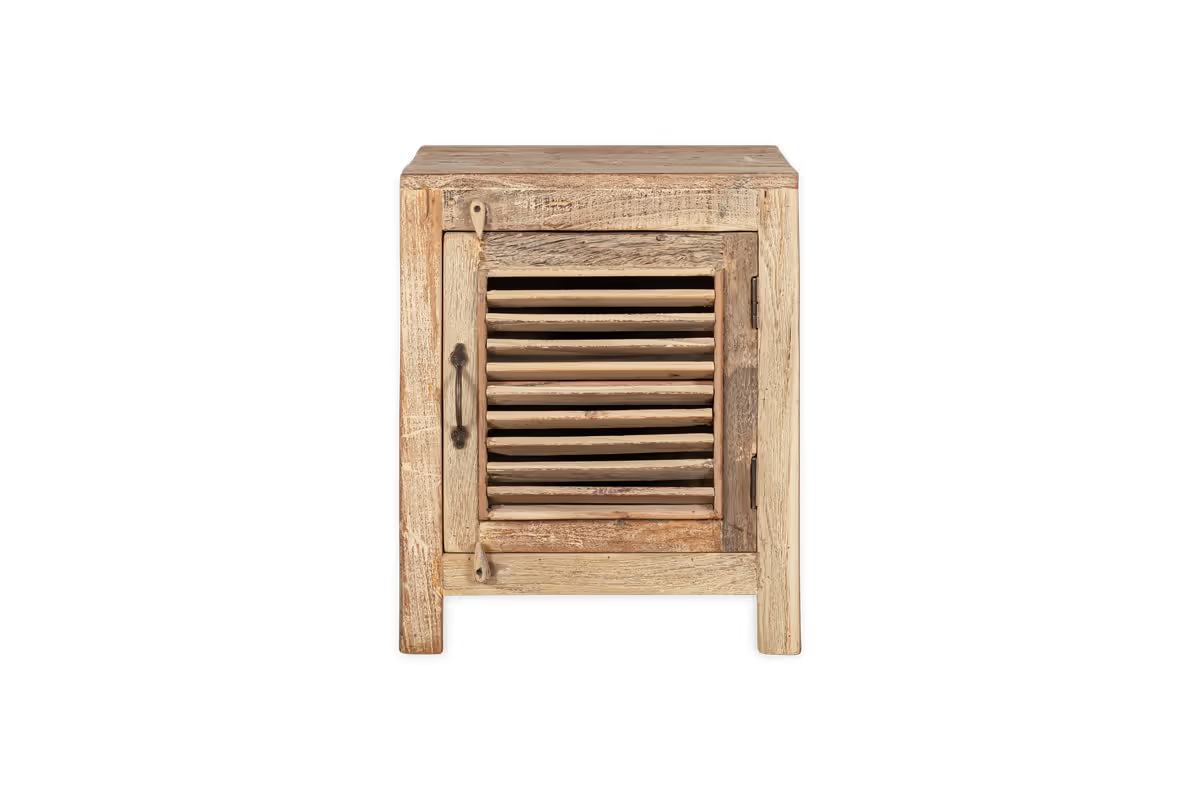 Nkuku - Ibo Reclaimed Wooden Slatted Cabinet – Natural - Small
