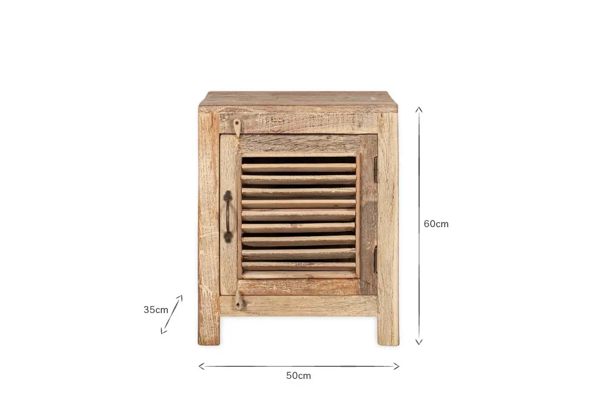 Nkuku - Ibo Reclaimed Wooden Slatted Cabinet – Natural - Small