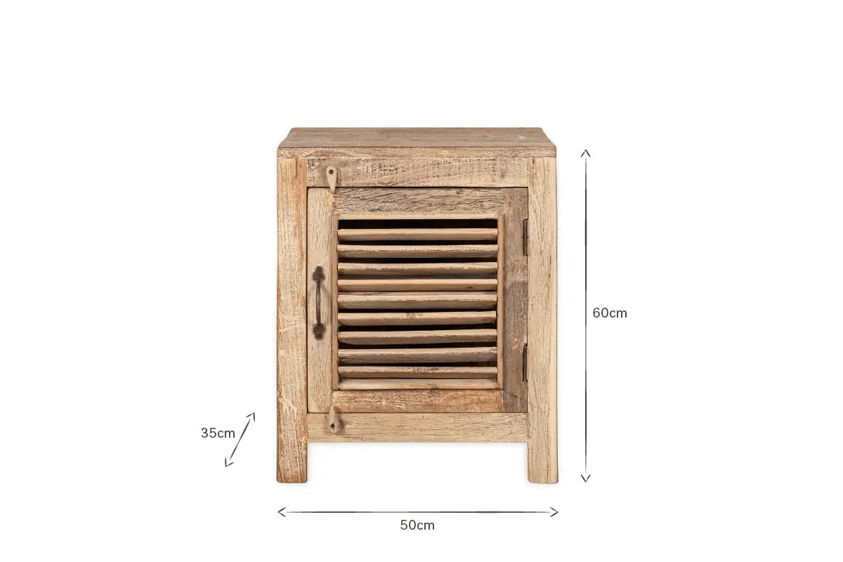 Nkuku - Ibo Reclaimed Wooden Slatted Cabinet – Natural - Small