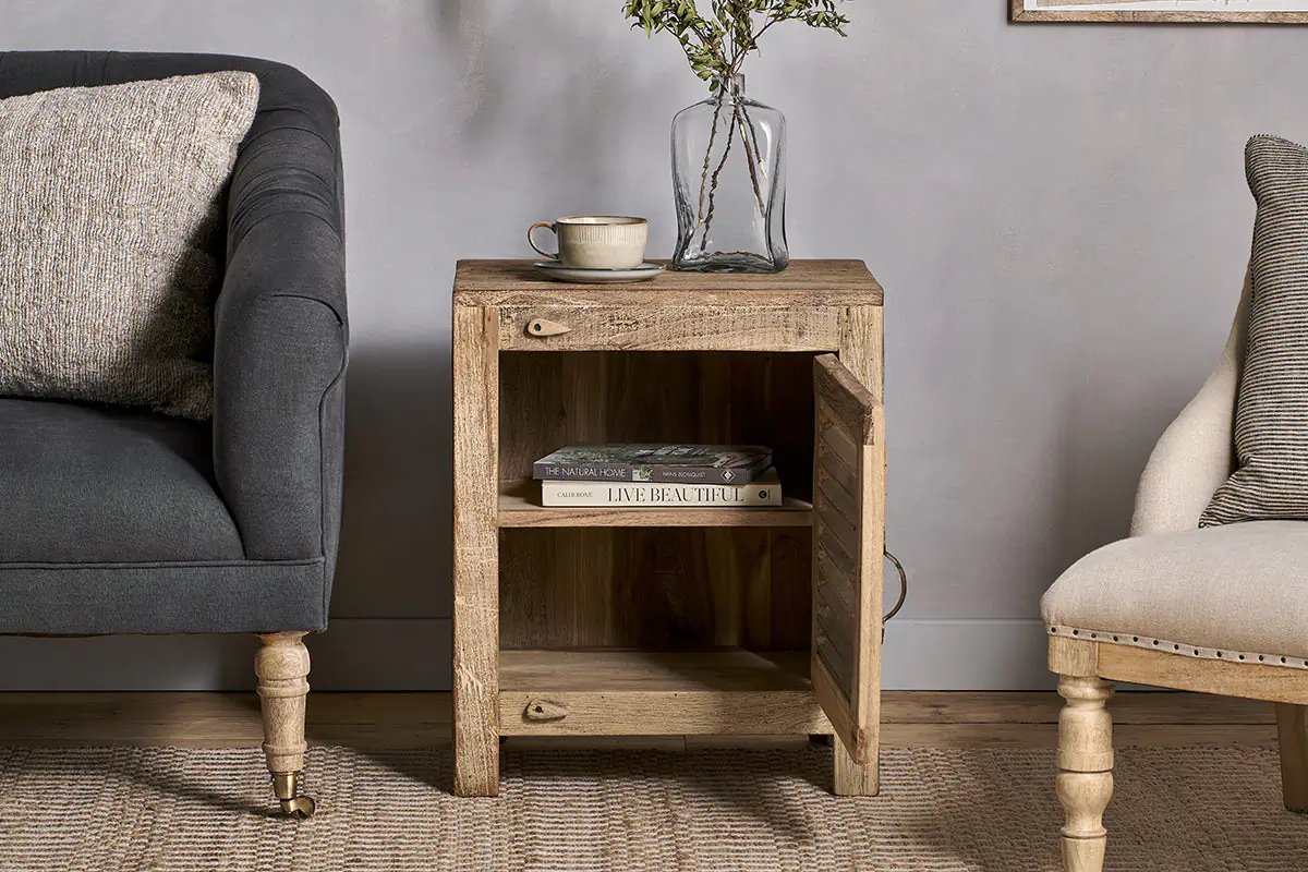 Nkuku - Ibo Reclaimed Wooden Slatted Cabinet – Natural - Small